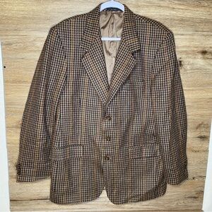 Bernhard Altmann Houndstooth Sport Coat Blazer Jacket 42R Brown Business Wedding